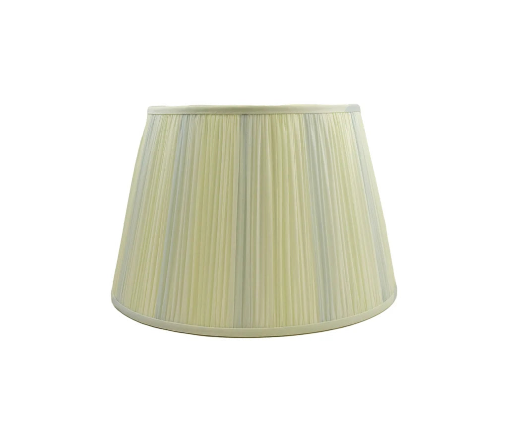 Blue and green pastel striped empire lampshade with gathered pleats