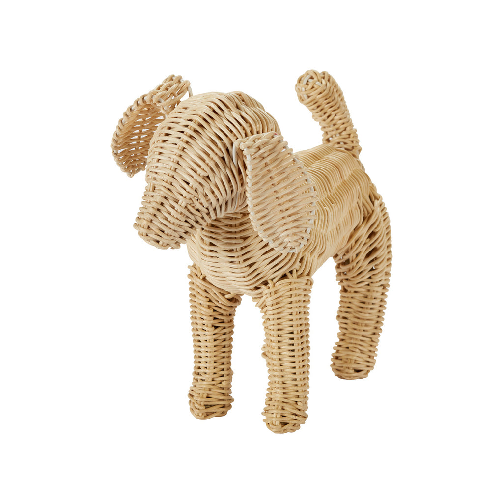 Woven rattan decorative dog figurine