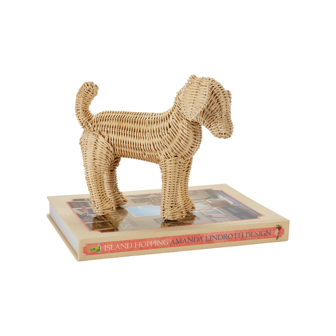 Woven rattan decorative dog figurine