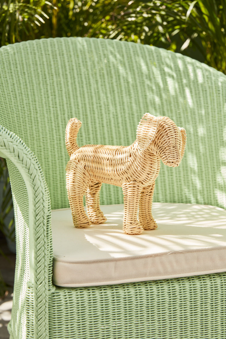 Woven rattan decorative dog figurine