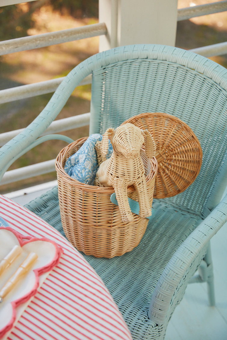 Woven rattan decorative dog figurine
