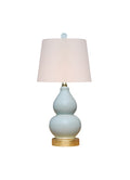 Mini Pale Blue Gourd Table Lamp with gold leaf base