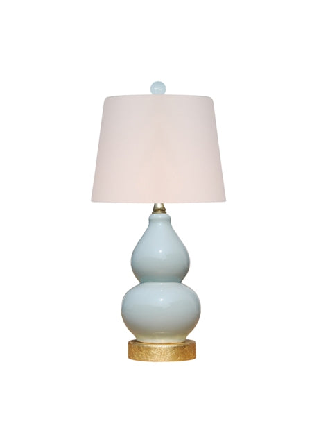Mini Pale Blue Gourd Table Lamp with gold leaf base