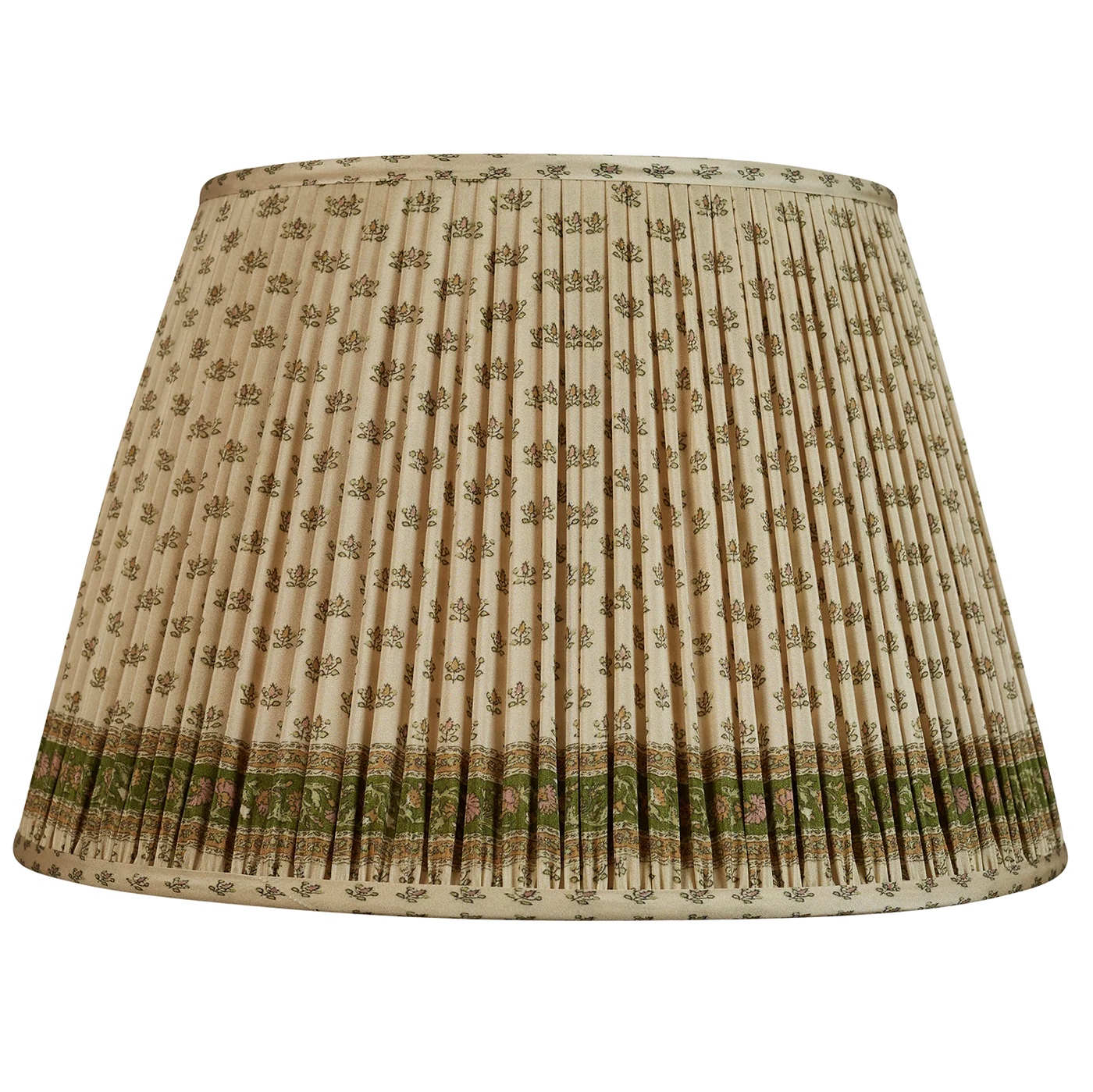 Nushka Petites fleurs sari style gathered silk lampshade with border. Available in Nashville, Tennessee