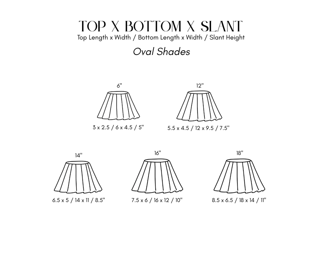Lumen Lamps oval lampshade measurement chart