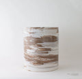 Paul Schneider Cylindrical Geode Garden Stool in Bone White & Cappuccino