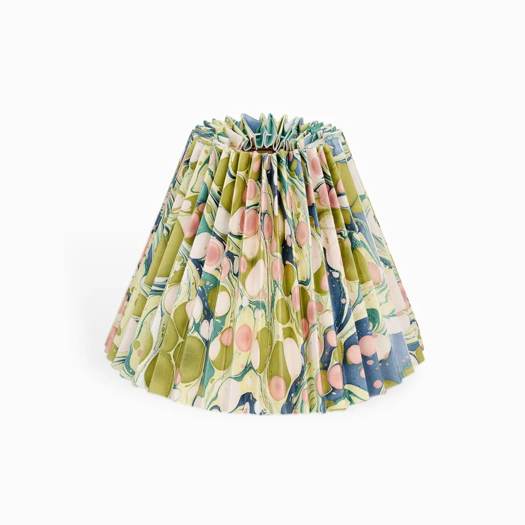 Pink and lime green marbled accordion pleat style empire lampshade. Available in Nashville, Tennessee