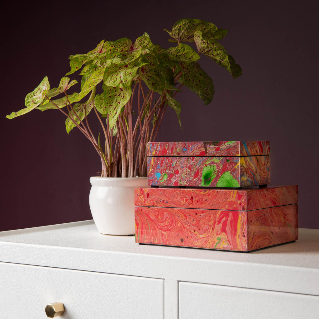 Cassie Pink Marbled Decorative Box