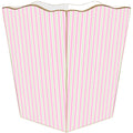 Pink and white stripe scalloped wastebasket