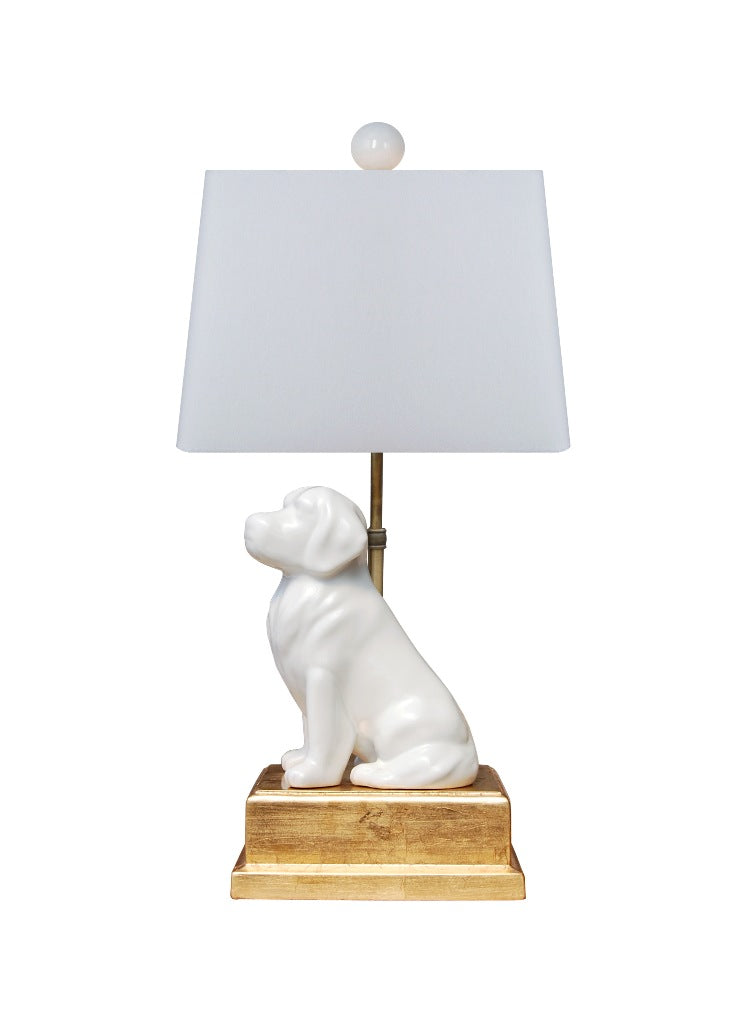 White porcelain labrador table lamp