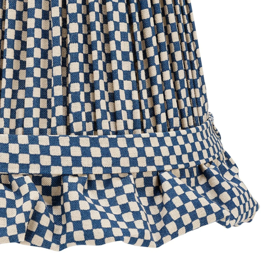 Rosanna Lonsdale Blue Checkered Lampshade with Frill close up