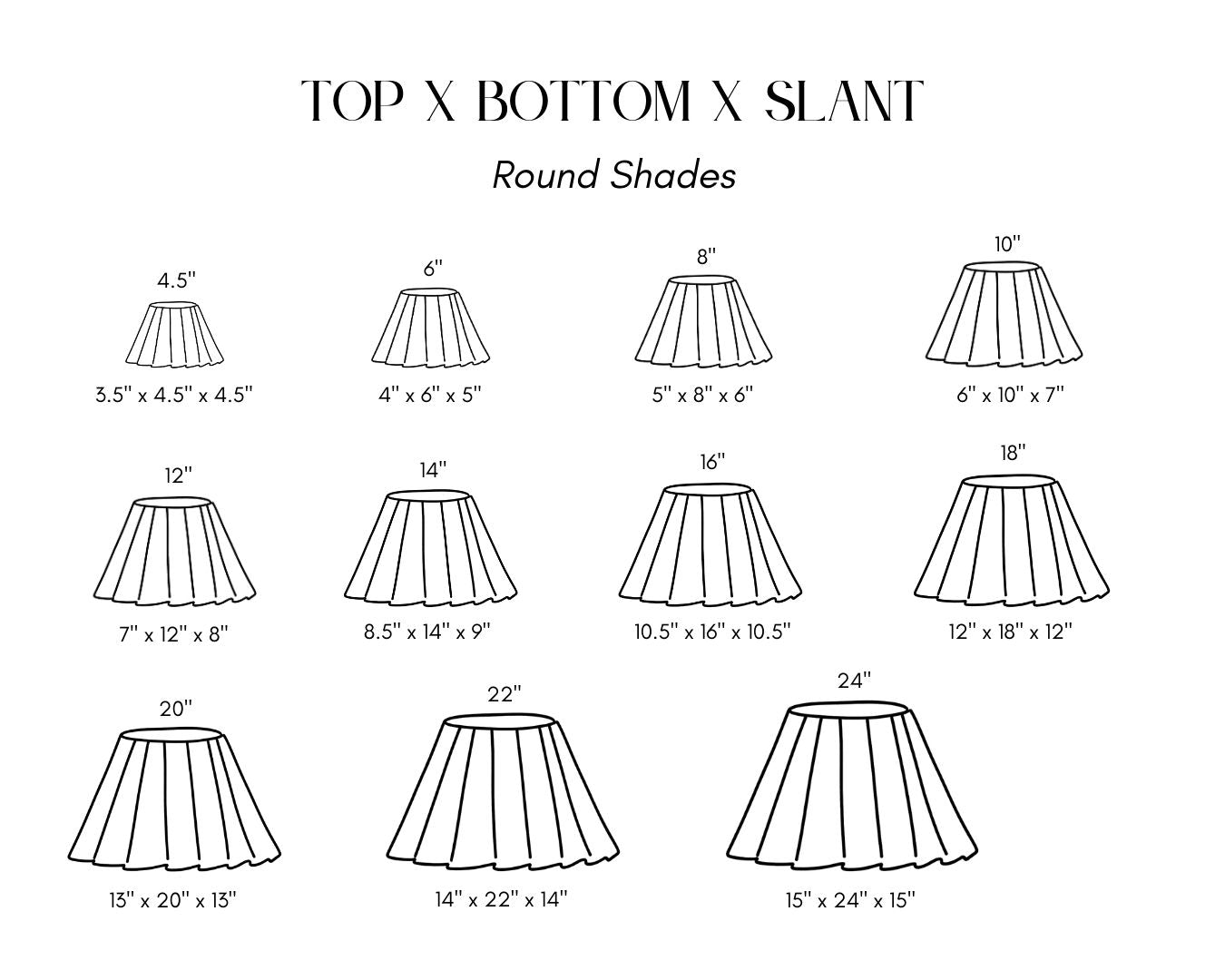 Lumen Lamps round lampshade measurement chart