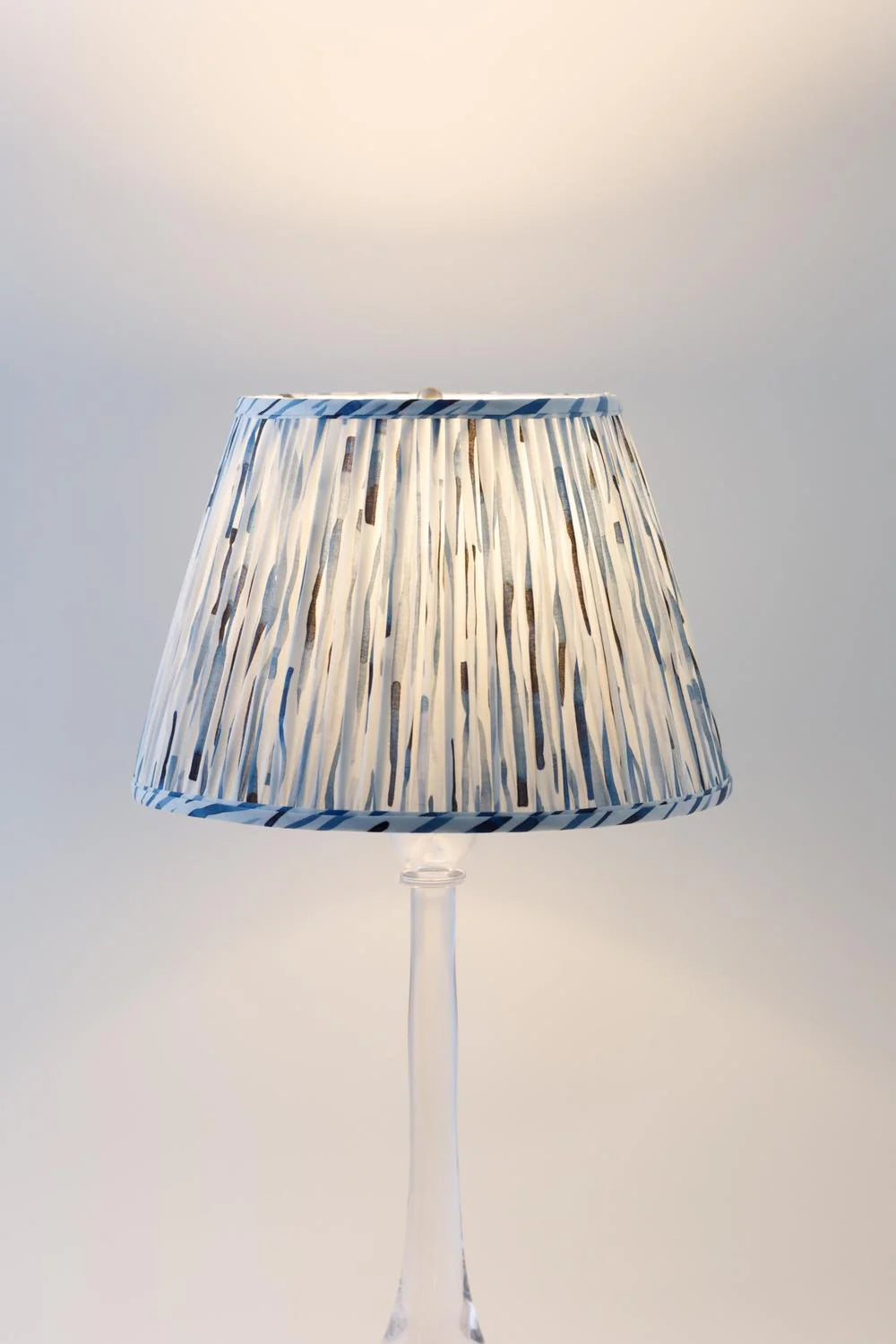 Sorella Glen Blue River Empire Lampshade styled on an acrylic lamp in Nashville, Tennessee
