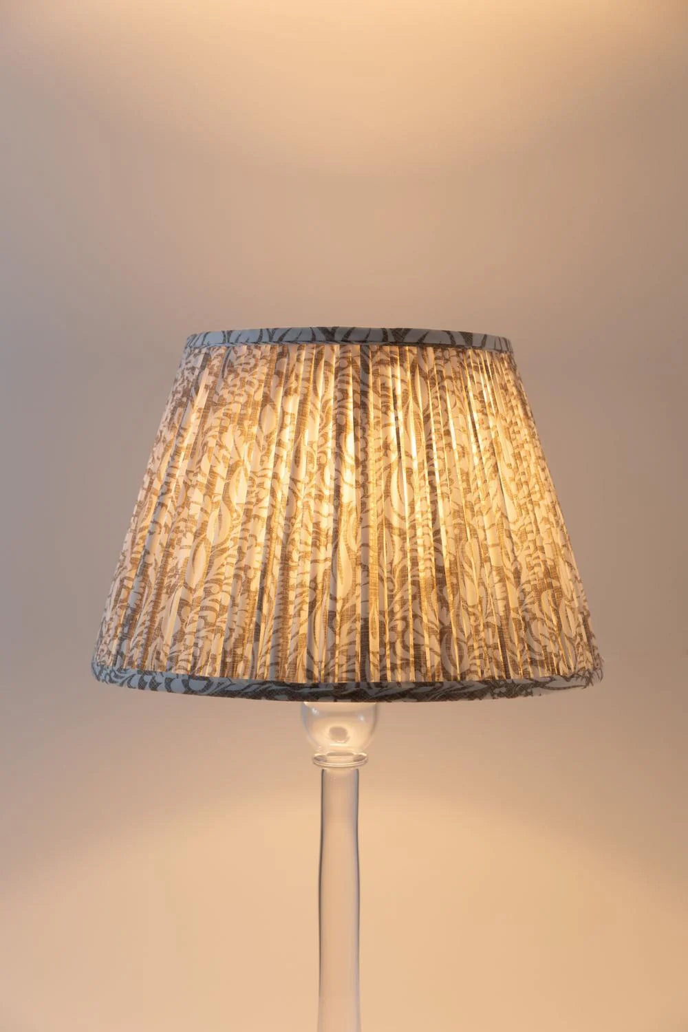 Sorella Glen Fawn Fern Empire Lampshade styled on a celadon ceramic table lamp in Nashville, Tennessee