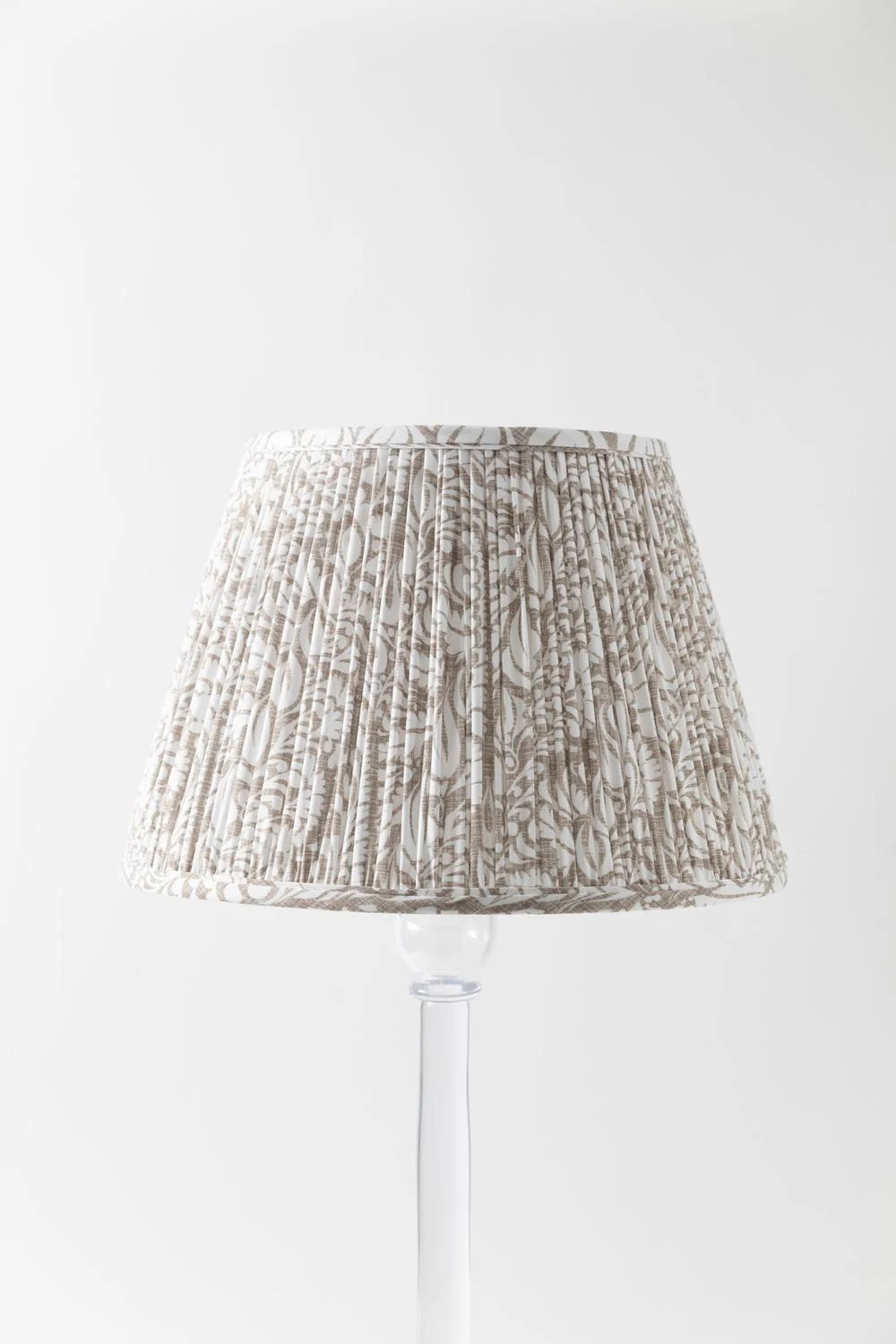 Sorella Glen Fawn Fern Empire Lampshade styled on an acrylic table lamp in Nashville, Tennessee