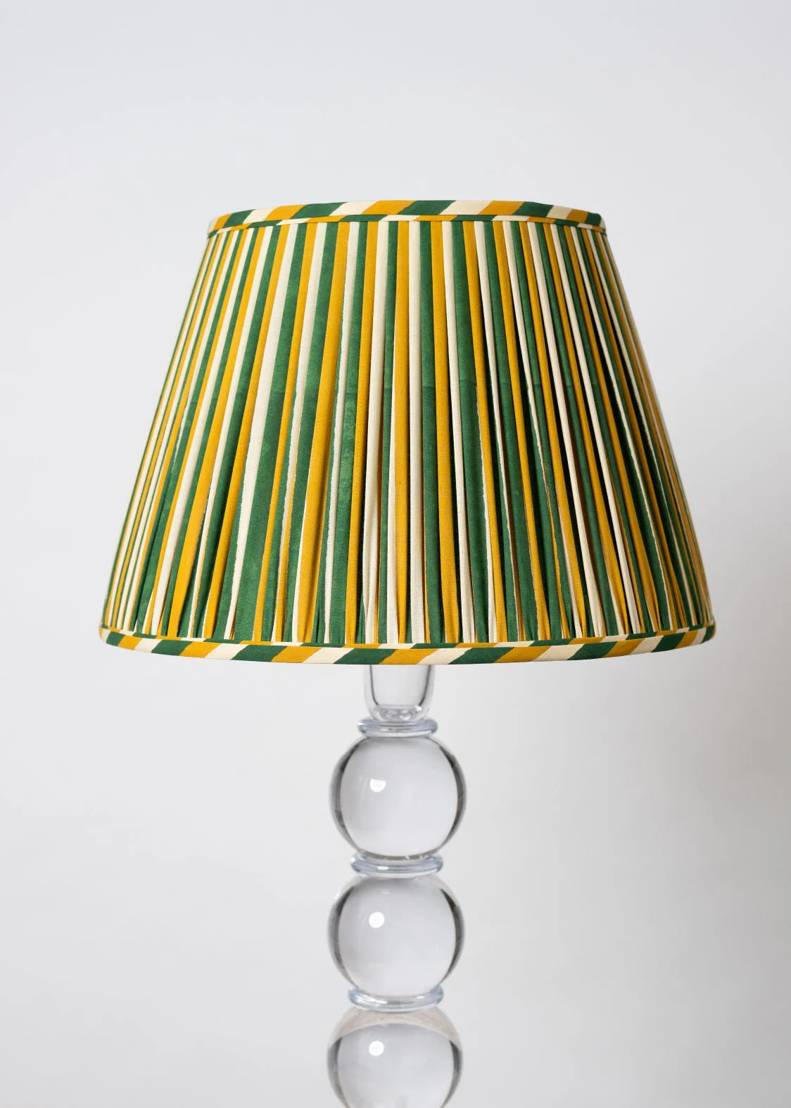 Sorella Glen Jaipur Stripe Empire Lampshade styled on an acrylic table lamp in Nashville, Tennessee