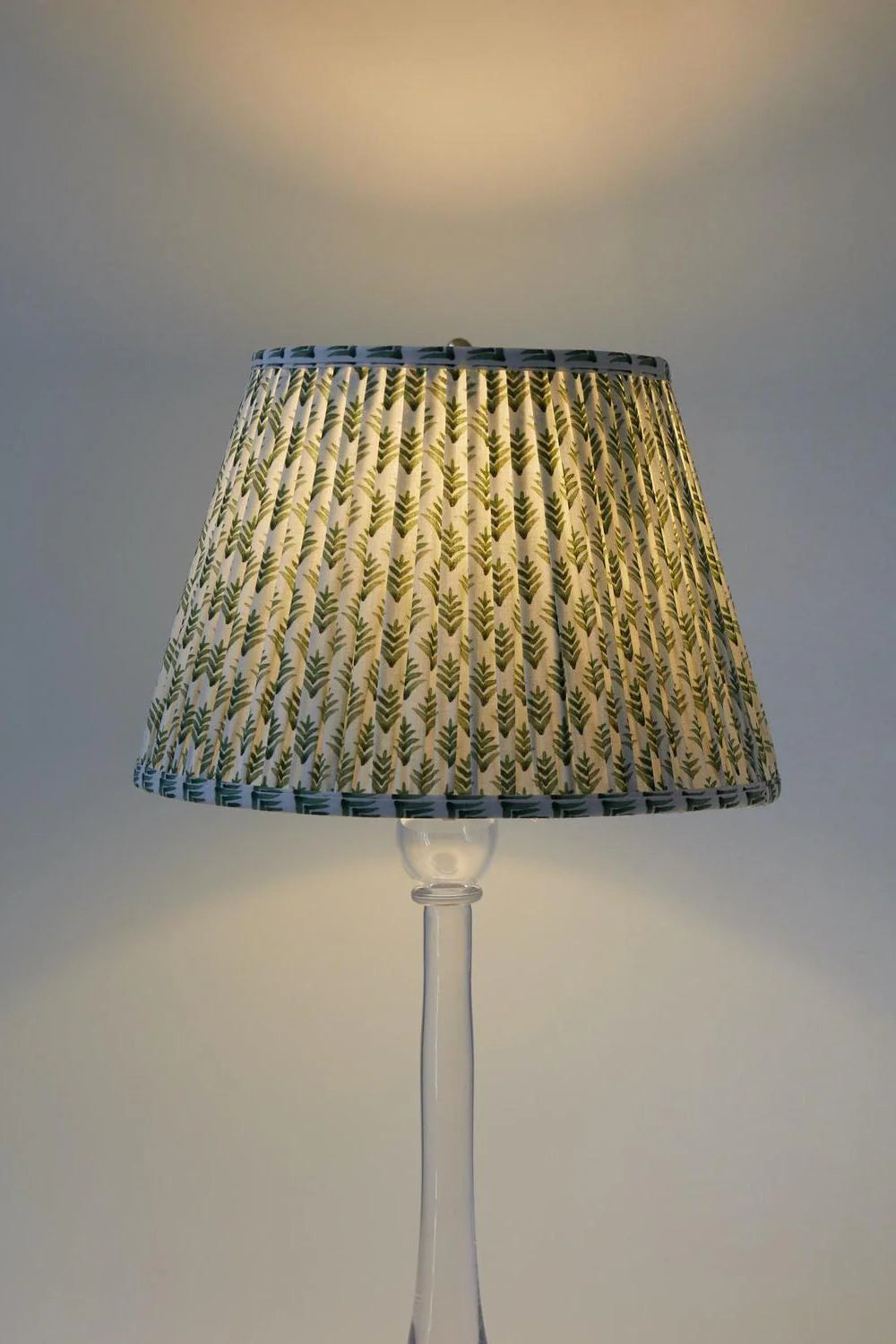 Sorella Glen Pine Highlands Empire Lampshade styled on an acrylic lamp in Nashville, Tennessee