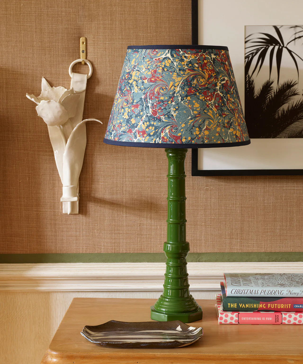 The Lacquer Company Bonham Table Lamp in Lettuce Green styled in Nashville, Tennessee