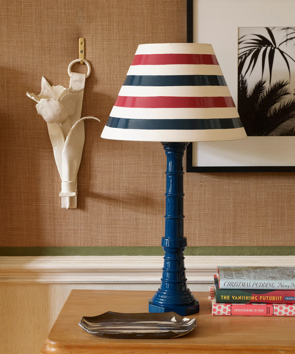 The Lacquer Company Bonham Table Lamp in Marine Blue styled in Nashville, Tennessee