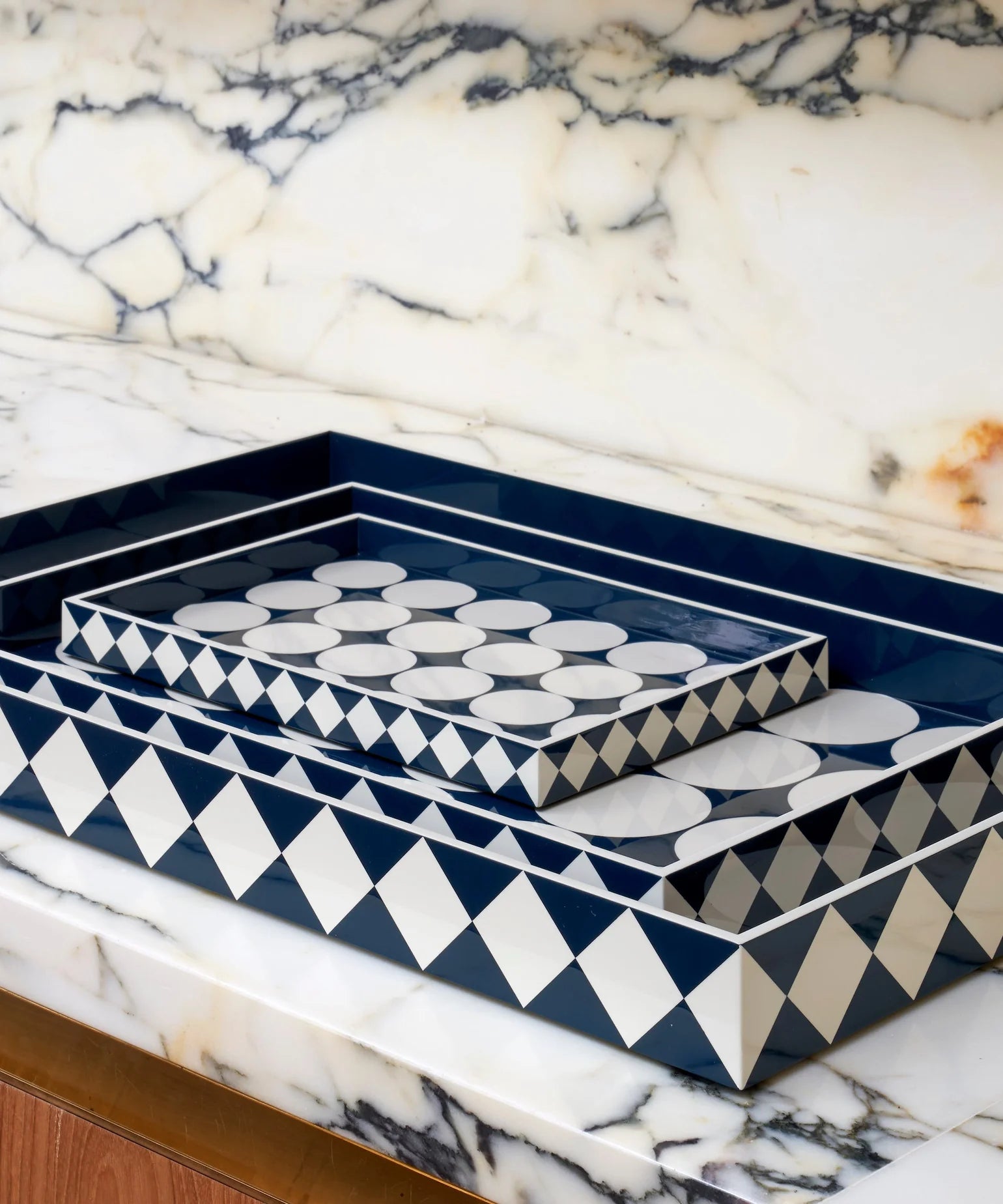 The Lacquer Company Large Peter Tray in Navy styled in Nashville, Tennessee