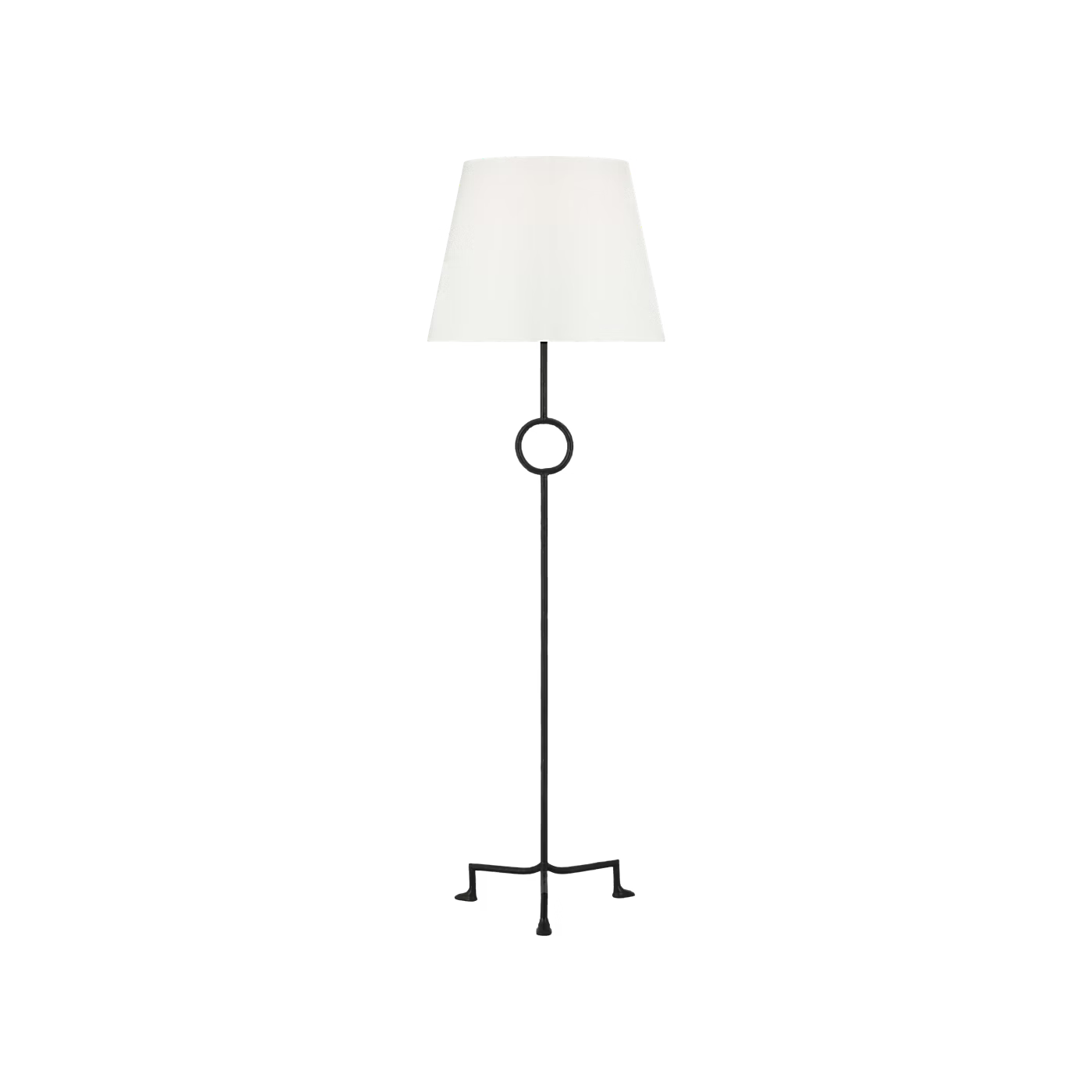 Visual Comfort Montour Large Floor Lamp in Bronze with a white linen shade. Available in Nashville, Tennessee