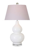 White gourd table lamp with acrylic base and finial